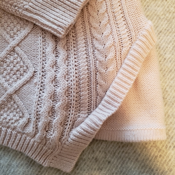 BCBGMaxAzria sweater pink cable knit asymmetric apres ski "Jocelyn" xs - Picture 6 of 10
